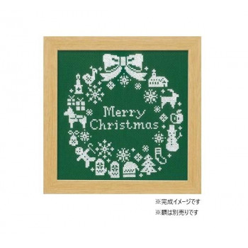 オリムパス クリスマス　クロスステッチししゅうキット　クリスマスリース　X-101・グリーン