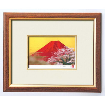 吉岡浩太郎絵画額(スタンド付)　赤富士桜・214009