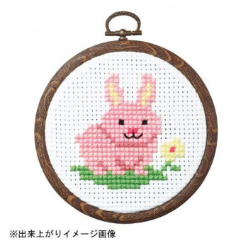 オリムパス クロス・ステッチししゅうキット　小さななかまたち(おしゃれフープ付)　ウサギとお花 7350