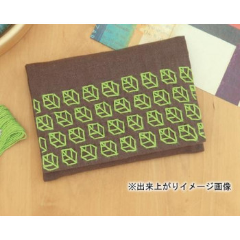 オリムパス 刺し子キット　一目刺しのティッシュケース　リーフ SK-302