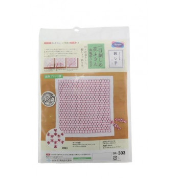 オリムパス 刺し子キット　一目刺しの花ふきん　角亀甲つなぎ SK-303