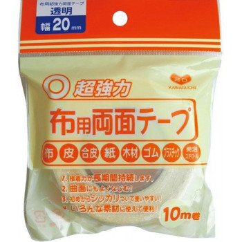 KAWAGUCHI(カワグチ)　布用両面テープ　透明　幅20mm　10m巻　94-005