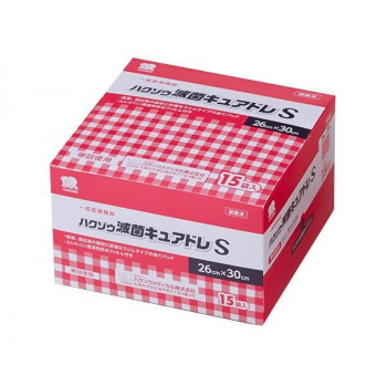 透湿性防水フィルム付薄型当てパッド　ハクゾウ滅菌キュアドレS　26cm×30cm　15袋入　3036102