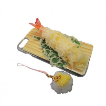 日本職人が作る  食品サンプル iPhone7ケース/アイフォンケース　天ぷらえび　ストラップ付き　IP-704