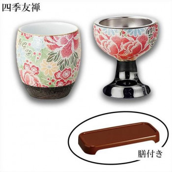 有田焼　茶湯器・仏器セット(膳付き)　四季友禅