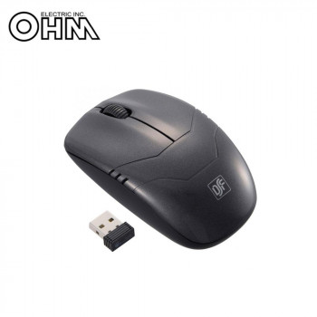 OHM 3ボタン ワイヤレス Blue LED マウス ブラック PC-SMWBM33 K