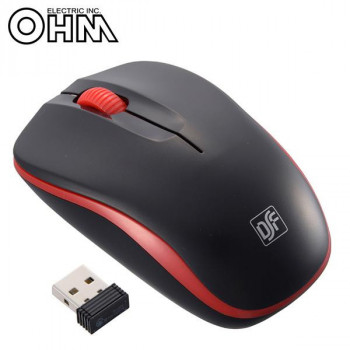 オーム電機 OHM 3ボタン ワイヤレスIR LED静音マウス ブラック/レッド PC-SMWIMS32 K