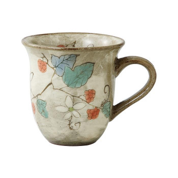 62372 波佐見焼 草花(木苺) ミニマグ 赤 150ml