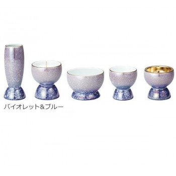 光綺(こうき)五具足 有田焼　バイオレット＆ブルー