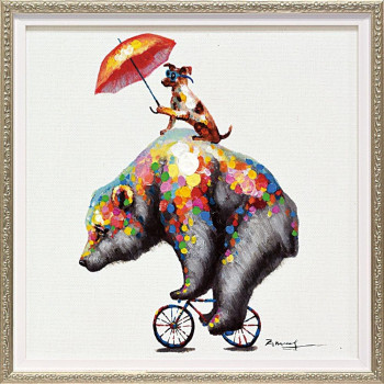 ユーパワー OIL PAINT ART オイル ペイント アート 「ドッグ アンド ベア」 Sサイズ OP-07009