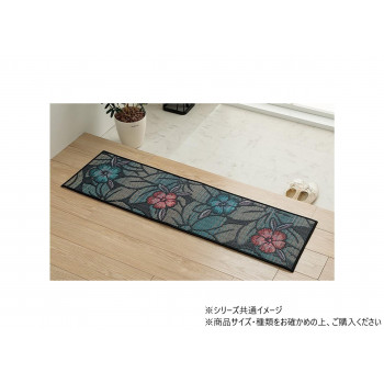 純国産 い草玄関マット 『Fなでしこ 上がり框』 ブルー 約35×90cm(裏:ウレタン) 8817800