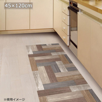貼ってはがせる! リノベシート ペンキ組み木 45cm×120cm ブラウン(BR) REN-01