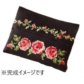 オリムパス　ししゅうキット　花刺しゅうの優しい小物　ティッシュケース バラ　9015
