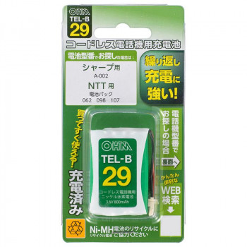 OHM コードレス電話機用充電池 長持ちタイプ TEL-B29