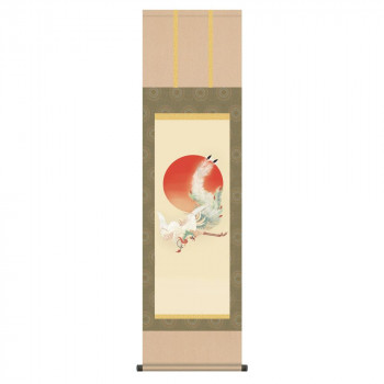 伊藤若冲 尺三掛軸　 日出鳳凰図