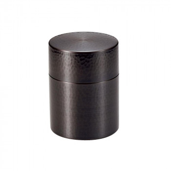新光堂　純銅黒銅仕上げ　鎚目茶筒(大)　BC-107