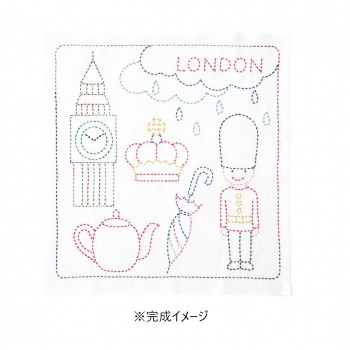 オリムパス 世界を旅する花ふきん 刺し子キット LONDON SK-389