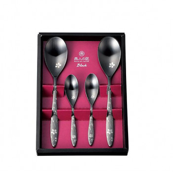 燕人の匠 ブラック 桜吟・カトラリー 4pcs ECTB-701