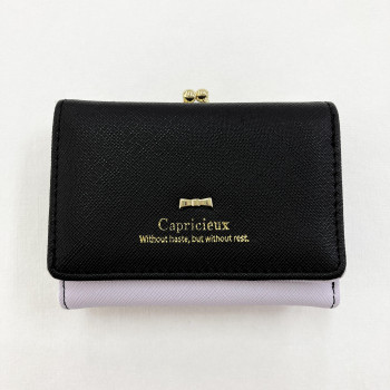 CAPRICIEUX カプリッシュ がま口ミニ財布 CAP80-2　黒×パープル
