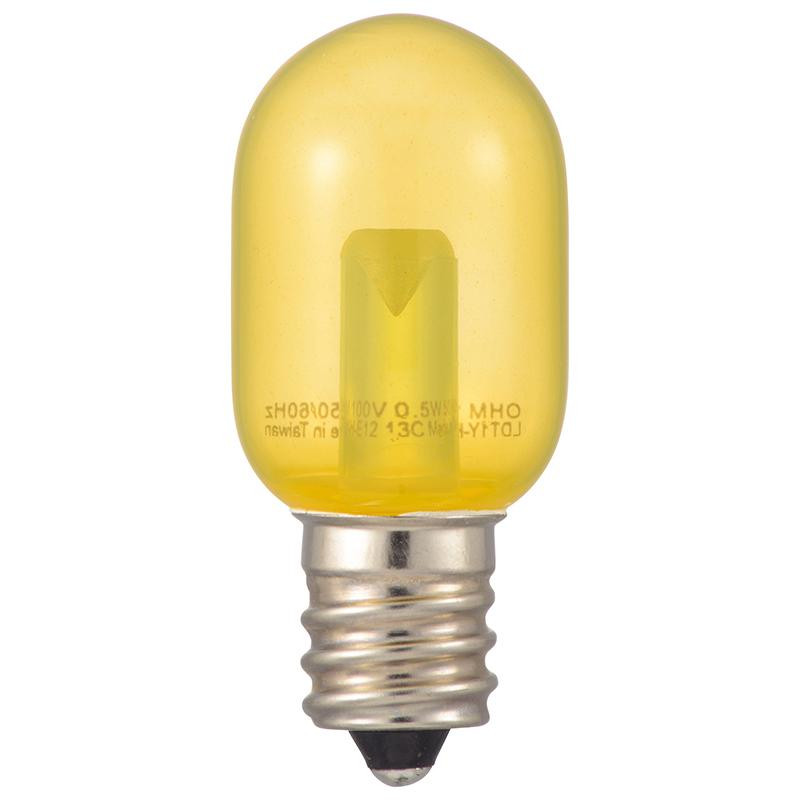 OHM LEDナツメ球装飾用 T20/E12/0.5W/13lm/クリア黄色 LDT1Y-H-E12 13C