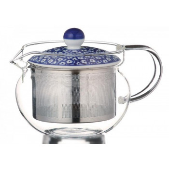 GLASS POT　ブルーミルク　スーパーステンレス茶こしポット(耐熱ガラス)　375ml　73588