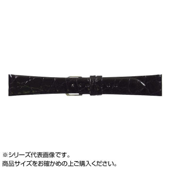 MIMOSA(ミモザ) 時計バンド 腹ワニD 19mm ブラック (美錠:銀) WD-A19