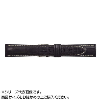MIMOSA(ミモザ) 時計バンド クロコマット 18mm ブラック/ホワイトステッチ (美錠:銀) WRM-AW18