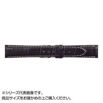 MIMOSA(ミモザ) 時計バンド クロコマット 18mm ネイビー/ホワイトステッチ (美錠:銀) WRM-NW18