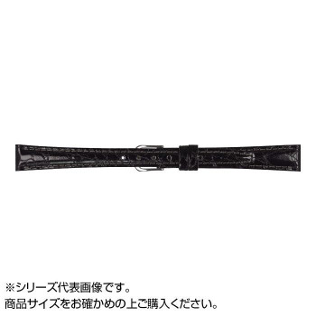 MIMOSA(ミモザ) 時計バンド RA型押ワニ 12mm ブラック (美錠:銀) CRA-A12