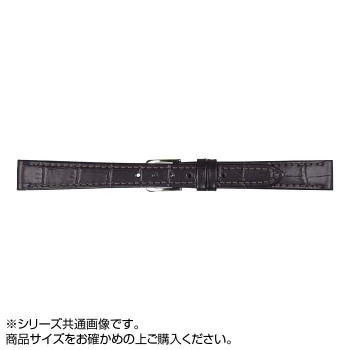 MIMOSA(ミモザ) 時計バンド P型押ワニ 9mm ブラック (美錠:銀) CP-A9