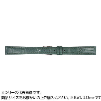MIMOSA(ミモザ) 時計バンド P型押ワニ 13mm グリーン (美錠:銀) CP-G13