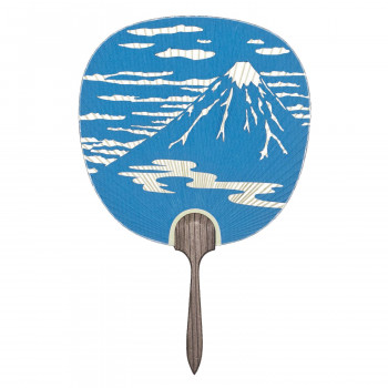 日本製(MADE IN JAPAN)  うちわ 富士 (青) 片面透かし 2165