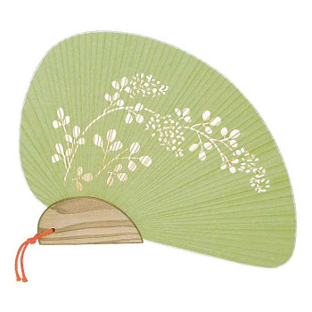 日本製(MADE IN JAPAN)  うちわ 花ことば (萩) 千鳥型 2864