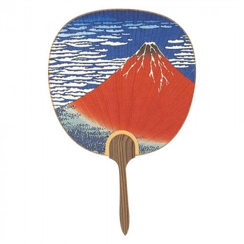 日本製(MADE IN JAPAN)  うちわ 北斎 (赤富士) 2902