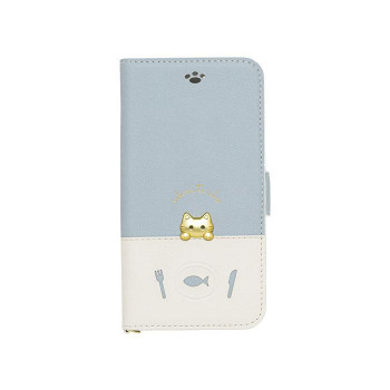 sakana to neko iPhone8/7/6s/6専用手帳型スマホケース Bタイプ iP7-DISH01 ブルー