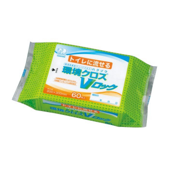 ハクゾウメディカル トイレに流せるハクゾウ環境クロスVロック 60枚入 3394072