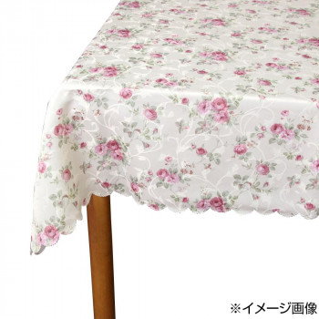 ローズ柄 撥水テーブルクロス アイボリー  140×180cm  QSI-2209/140180