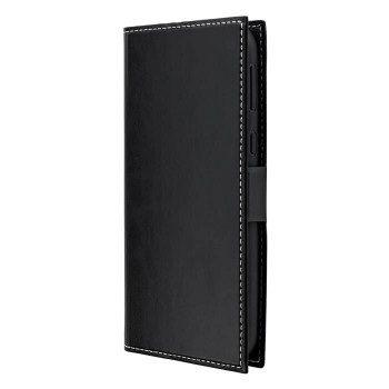 シンプルスマホ4 SoftBank 薄型PUレザーフラップケースPRIME ブラック LP-AQSPSLPBK