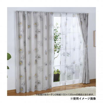Peanuts SNOOPY スヌーピー カーテン2枚セット フラワー 100×135cm アイボリー KO-1