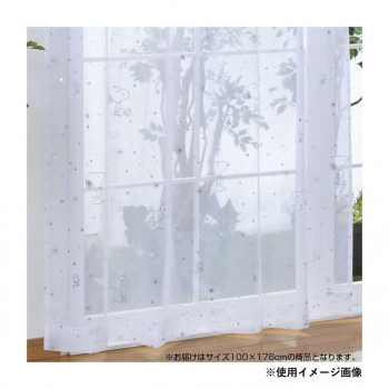 Peanuts SNOOPY スヌーピー レースカーテン2枚セット 箔プリント 100×176cm KO-6