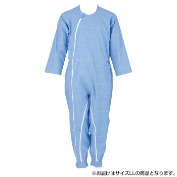フットマーク　介護つなぎ服(前開き)　LL　ブルー　403420