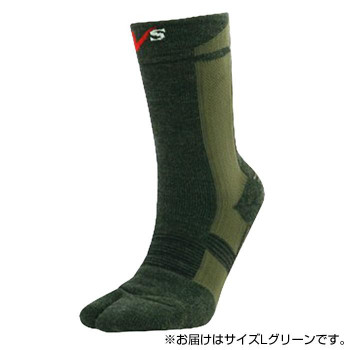 ホシノ V2-MW202 メリノウール・タビ型  厚手・ミドル丈 L　ディープグリーン