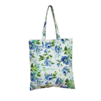 花柄エコバッグ 内ポケット付 ブルー NFY-005B
