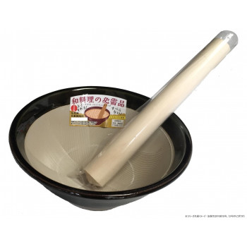 元重製陶所　国産 石見焼 すり鉢 10号 直径30cm　(すべり止め付)　12号すりこぎセット (織部)