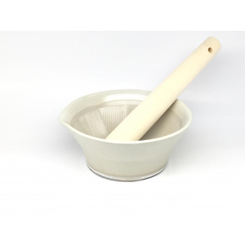 元重製陶所　すり鉢専門メーカーが作る離乳食にも使えるすり鉢 直径13cmすりこぎセット 白