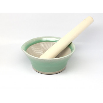 元重製陶所　すり鉢専門メーカーが作る離乳食にも使えるすり鉢 直径13cmすりこぎセット 若草