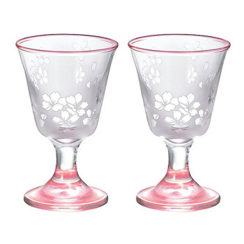 ガラス　台付冷酒　ペア　桜の舞　16-754-5
