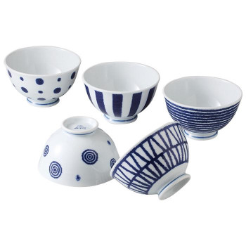 西海陶器 波佐見焼 藍玉　軽量飯碗揃(5点セット) 19863