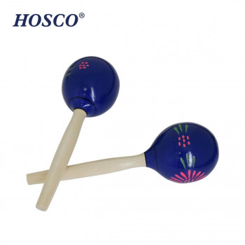 HOSCO(ホスコ)　パーカッション  ウッドマラカス　丸型9.5×31.5cm　ブルー  HP-MR-R/BL