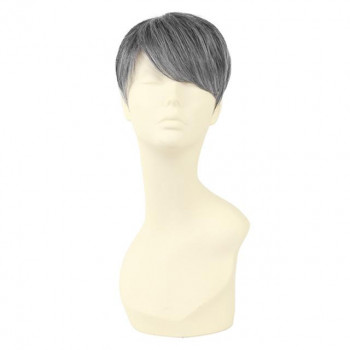 プリシラ  男性用5分ウィッグ ストレートショート 耐熱 ダークグレイヘア GB-21-TDGH